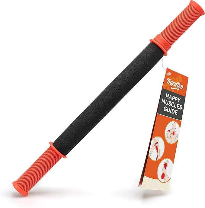 Tiger Tail 18in Massage Stick Portable Roller, Handheld, Deep Tissue Foam Roller, Body Massage and Myofascial Release Tool for Legs, Neck, Calves, Thighs, Shins & Back, The Original 18, Made in USA