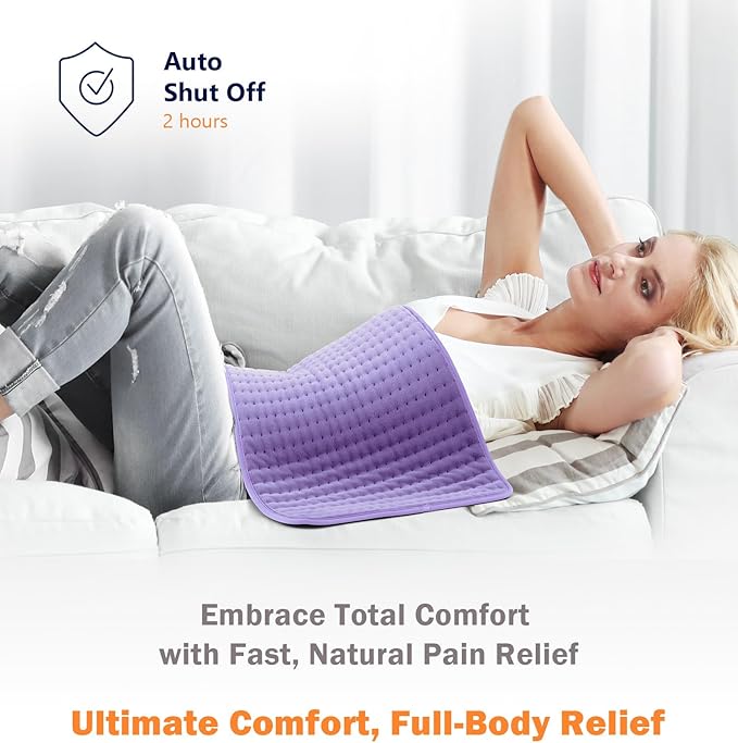 Heated Pad for Back/Neck/Shoulder Pain Relief - 17"x33" Electric Heating Pad with 6 Heat Settings, Auto-Off, 4 Timers - Ideal Gift for Women Mom Sister Wife Grandma on Mother’s Day Christmas Birthday
