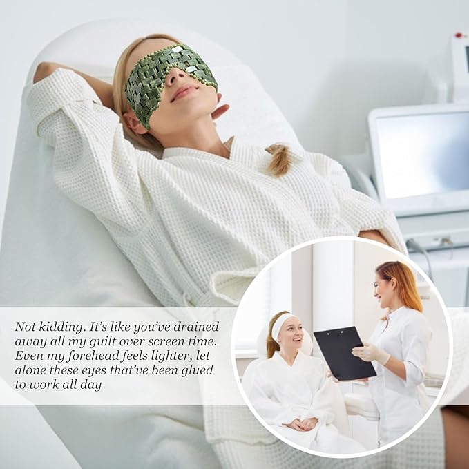 Jade Eye Mask,Large Facial Cooling Mask with 100% Real Jade for Hot & Cold Therapy,Green Stone Facial Eyes Sleeping Mask Relief Eye Cover