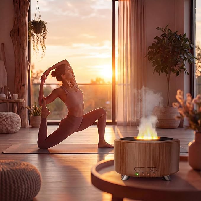 Essential Oil Diffuser for Home, 500 Aromatherapy Diffuser Oil Machine for Office Room Yoga, Aroma Diffuser with Auto-Off Function, 9 Colors LED Night Light, Dark Wood