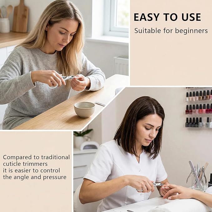 Cuticle Trimmer Nipper, Stainless Steel Cuticle Clipper with Round Comfort Grip & Sharp Blade - Easy for Home Manicure Pedicure, Beginner-Friendly Nail Care Tool with Protective Cover