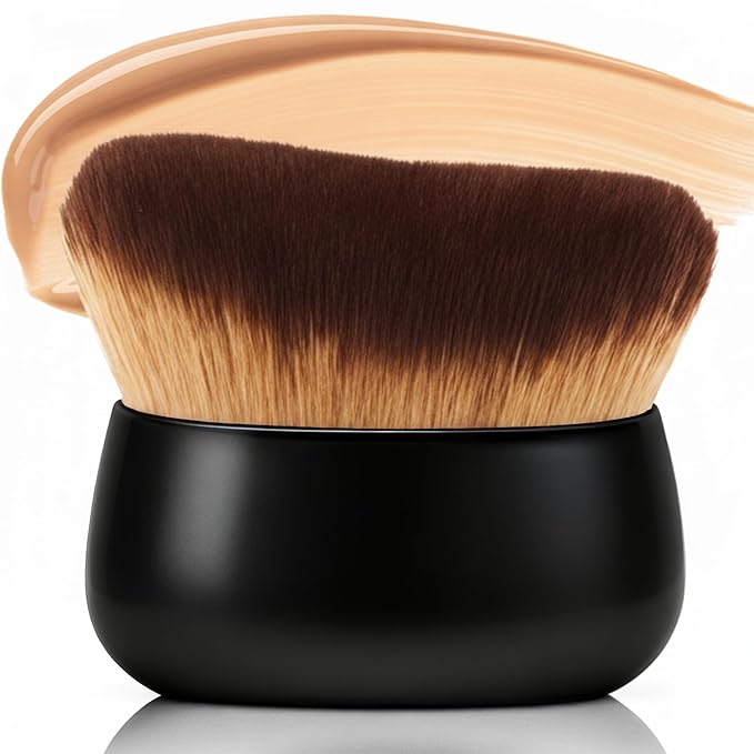 Streak-Free Kabuki Self Tanner Brush, Large Body Makeup Brush,Soft Dense Body Brus h for Self Tanner, Vegan Tanning Brush for Self Tan, Even Coverage, Ideal for Mousse, Lotion & Bronzing Foam, Black
