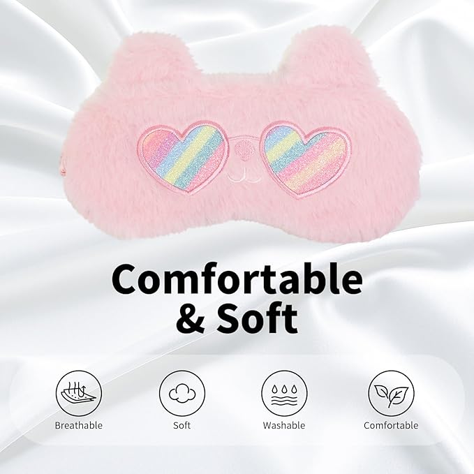 PERFECTSIGHT Sleep Eye Masks, Cute Sleep Eye Cover Lightweight Adjustable Eyeshade Mask Cover for Women Men Sleep Travel Nap, Sunglasses Bunny