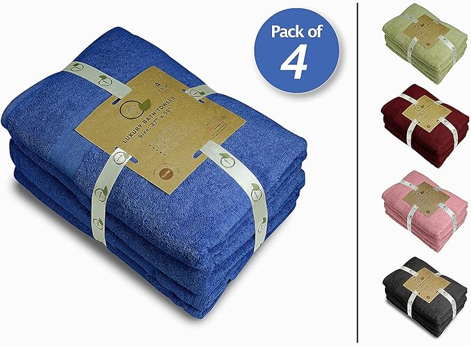 Softolle Luxury Bath Towels Set of 4 (27” x 54”) | Towels for Bathroom | Super Soft | Highly Absorbent Towels for Home, Spa, Gym (Royal Blue)