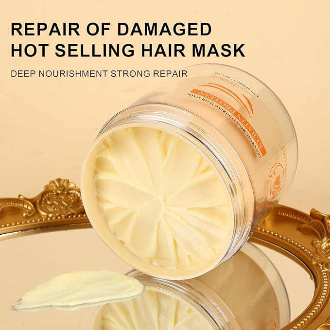 Hair Mask Argan Oil Set Deep Repair Conditioning Collagen Hair Treatment for Dry and Damaged Hair All Hair Types 16.9floz + 2floz