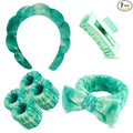 7 Pcs Spa Set, Facial Headband and Wristband Set, Skincare Accessories, College Style Girl Idea Gifts, Hair Accessories for Women and Girls (Tie Dye Green
