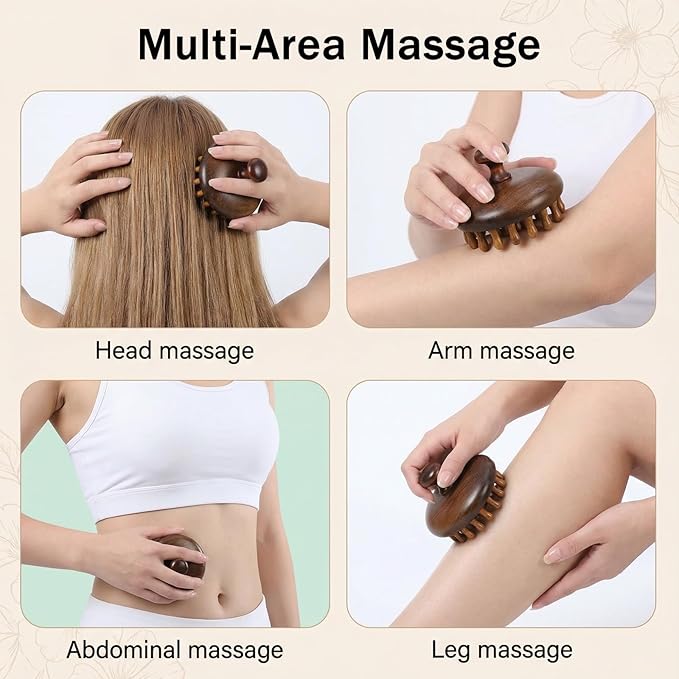 SynHHergyx Wooden Scalp Massager Comb, 2 Pcs Sandalwood Scalp Massager Hair Growth Portable Manual Head Massage Tool Handheld Gua Sha Tool for Woman Men Wet Dry Hair Relaxation Body Head Scalps Care