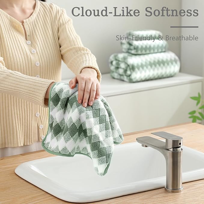 8 Piece Bathroom Towel Set Green |2 Oversized Large Bath Towels Sheet,2 Hand Towels and 4 Washcloths| 600GSM Ultra Soft Luxury Premium Towel Set Highly Absorbent Quick Dry Hotel Towel Collection