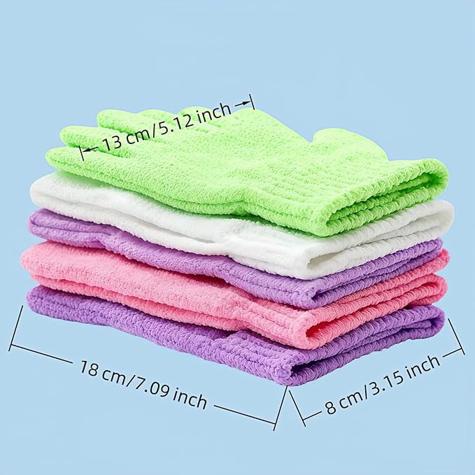 4 Pairs Exfoliating Bath Gloves, Nylon Double Sided Exfoliating Gloves for Beauty, Spa, Massage, Skin Shower, Body Scrubber Bathing Accessories