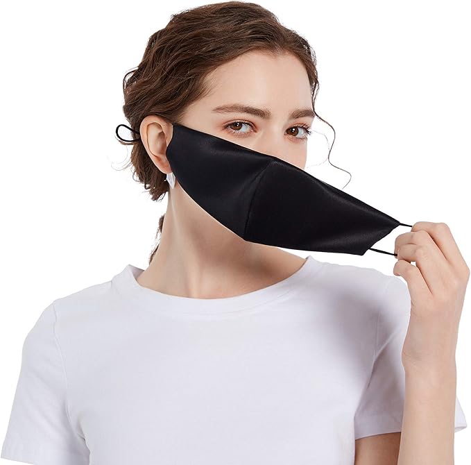 ROSEWARD 100% Mulberry Silk Face Mask for Women Men Reusable Adjustable with Filter Pocket
