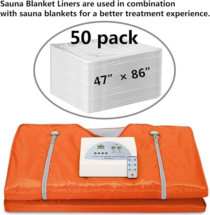 50 Pieces Disposable Plastic Sheeting,for Body Wrap Used Inside a Far Infrared Sauna Blanket,47"" x86 PE (Thicken 50 Pcs),1/50