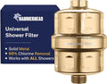 HammerHead Showers® Solid Metal Shower Head Filter – KDF 55 Shower Filter, High Pressure Universal Shower Filters to Remove Toxic Chemicals – Removes Chlorine and Heavy Metals – Polished Brass