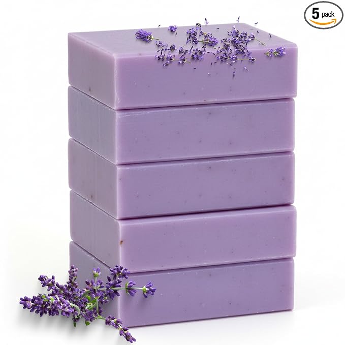 Simple Scents Australia Lavender with Flowers Scented Natural Soap Bars (5 Bars), 3.5oz Moisturizing French Triple Milled Soap Bars Enriched with Shea Butter - Pure Plant Oil Bath & Body