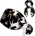 Women's Working Caps with Scrunchies Tarot Pattern Background Lace-Up Hat Unisex Hair Covers One Size