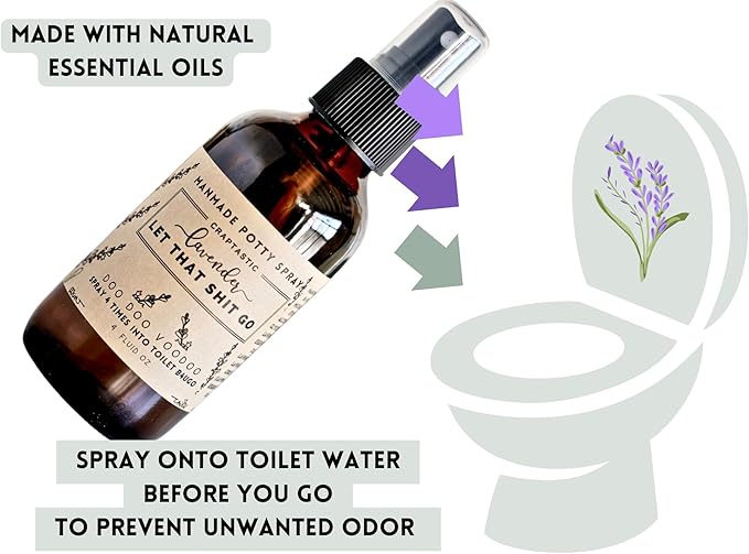 Stocking Stuffer Funny Toilet Spray - 4 Fl Oz Lavender Scent – Funny Gag Gift Ideas For Adult Men And Women - Naturally Traps Odors with Essential Oils