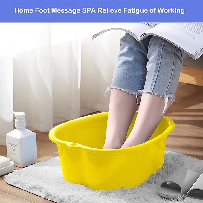 AXLOFO® Foot Soaking Bath Basin, Large Plastic Foot Soaking Tub, Feet Massage Feet Bath Bucket, Great for Getting the Dead/Old Skin Off Your Foots(yellowbasin)