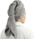 Microfiber Hair Towel Wrap for Women Extra Large Hair Turban Anti-Frizz Hair Drying Towel with Elastic Band for Curly Long Thick for Hair Bath Gym Travel Spa