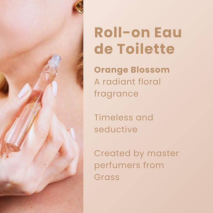 Panier des Sens - Orange Blossom Gift Set for Women - Roll On Perfume + Hand Cream + Bar Soap - Mothers Day Gift Ideas, Birthday Gift for Her - Self Care Kit with 96% Natural Formula - Skin Care Set