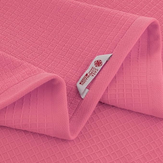 CASA COPENHAGEN Waffle 2Pcs 100% Egyptian Cotton Large Designer Bathsheet Towels Gift Set- Pink, 35"x70" 2Bath Sheet Towels for Bathroom (Box Pack, Set for Women & Men)