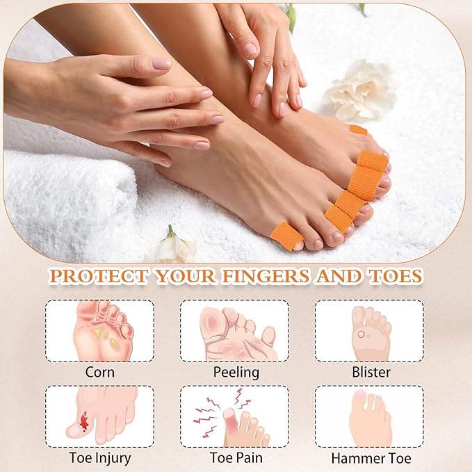 Blulu 24 Pieces Toe Tubes 0.98 Inches Cushion Tube Corn Pads for Toes Sleeves Soft Gel Protectors for Cushions Corns Blisters Calluses 3 Size(Orange,Assorted Sizes)