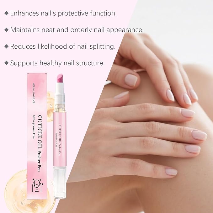2-in-1 Cuticle Oil Pusher Pen, Professional Cuticle Pusher Oil Pen, Reusable Cuticle Oil Pen for Nail Care, Nail Care Pen for Repair & Nourish （3Pcs）