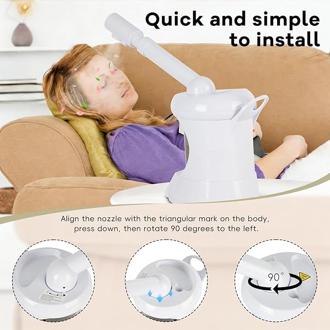 Table Facial Steamer, Face Steamer with Extendable Arm Nano Ionic Steamer for Home Salon Spa or Personal Care