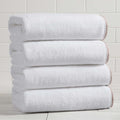Great Bay Home White/Rosewood Bath Towel Set - Ultra-Soft Cotton, Boho-Chic Border Design - 4 Bath Towels (54" x 30") - Absorbent, Quick-Dry, Lightweight Bathroom Towels