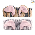 PERFECTSIGHT Kawaii Headband for Spa, Makeup, Washing Face, Party - 2 Pack Cute Hair Band for Shower Beauty Skincare, Soft Facial Headbands for Girls and Women, Black+Gray Cat Ear