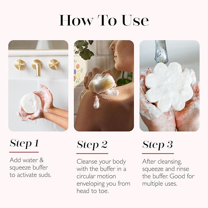 Spongellé Coconut Verbena Daisy Spongette Bath Sponge | Built-in Body Wash & Body Scrubber, Shower Loofah Sponge for Women, Travel Essentials | 7+ uses