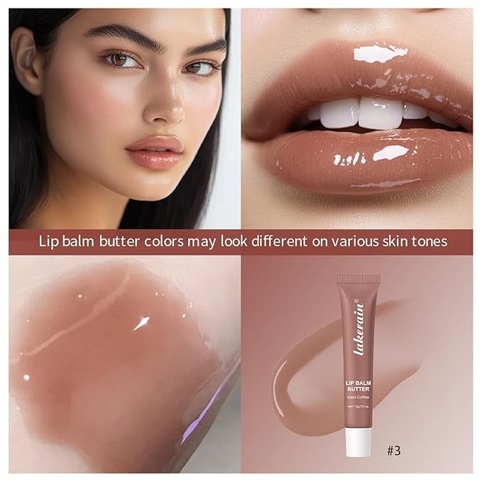 URQT Lip Butter Balm, Hydrating, Nourishing & Softening Lip Care with Natural Oils & Fruit Extracts, Long-Lasting Moisture, Non-Sticky Shine, Soften Dry Lips Lip Care (#3 lced Coffee)