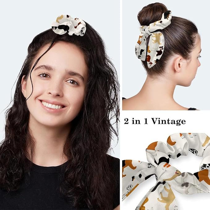 Ethnic Aztec Pattern Adjustable Scrub Cap Hat with Button, Working Hat Sweatband with Bow Hair Scrunchy for Woman