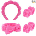 CAVETEE 6 Pack Spa Headband Set - Makeup Headbands with Bows, Face Washing Wristbands for Women and Girls