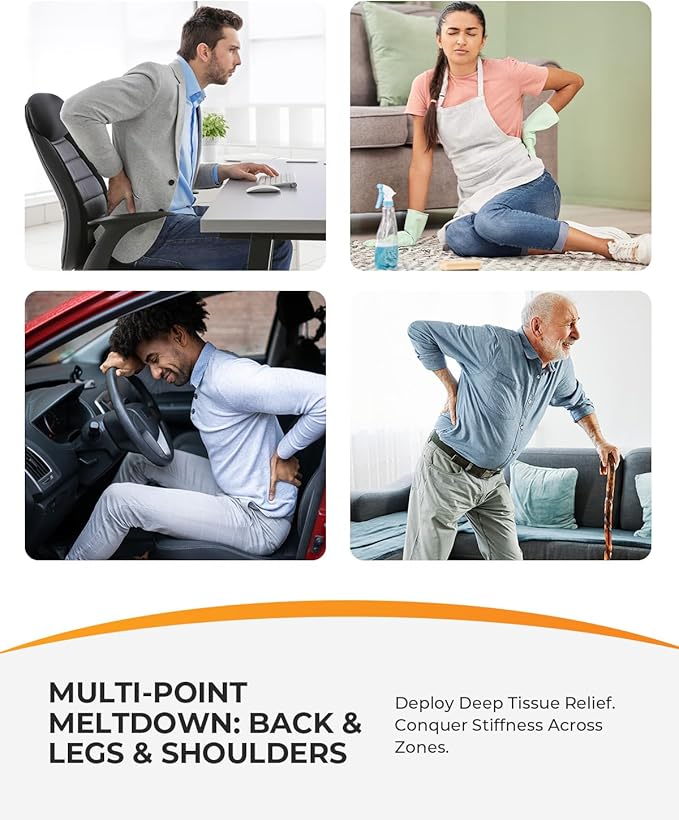 CooCoCo Lower Back Massager with Heat, 2026 Upgraded Back Massager for Pain Relief Deep Relief, 2X Larger Heating Area and Faster Heating, FSA Eligible, HSA Shiatsu Rooling Back Massage