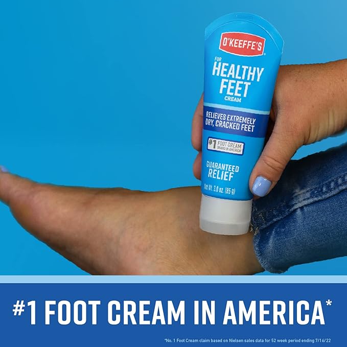 O'Keeffe's Working Hands Hand Cream (3 oz Tube) and Healthy Feet Foot Cream (3 oz Tube) - Repairing Skincare for Extremely Dry, Cracked Hands and Feet, Travel Size