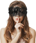 FRESHME Lace Blindfold Sleep Mask - Black Rosea Flower Embroidery See-Through Blind Fold Adjustable Eyes Covers for Women Couple Bed Night Sleeping Time Gift