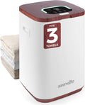 SereneLife Towel Warmer Bucket - Compact 23L Bathroom Towel Heater w/Essential Oils Disc Holder, Adjustable Timer, Auto Shut-Off, Power Cord Storage, LED Display, Fits 2 Oversized Towels (Wood Color)