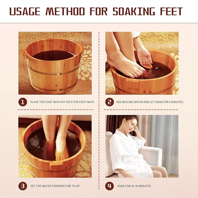 30 Pack Ginger & Mugwort Herbal Foot Soak Spa Set - 900g Natural Plant Blend with Safflower & Angelica Root, Relaxing Aromatherapy Bath for Home Wellness 泡脚包 使用泡脚桶