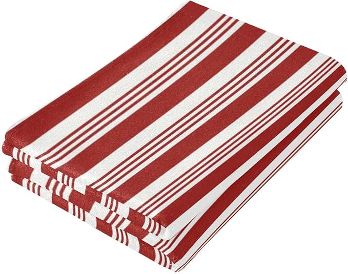Abstract Red and White Striped Hand Towels for Bathroom Set of 2,Christmas Candy Cane Pattern Decorative Bathroom Towels for Bath,Face,Hair,Soft Absorbent Dish Towels for Kitchen Decor 28"x14"