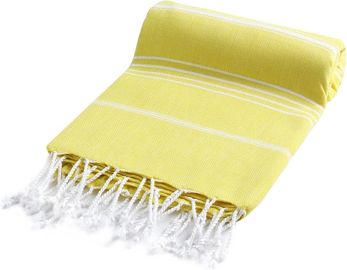Cacala Lightweight and Thin Turkish Beach Towel 100% Cotton Sand-Free and Quick-Drying Goodness Perfect as an Extra Large Travel Towel, Beach Accessory, or Gift for Beach Lovers, 37 x 70