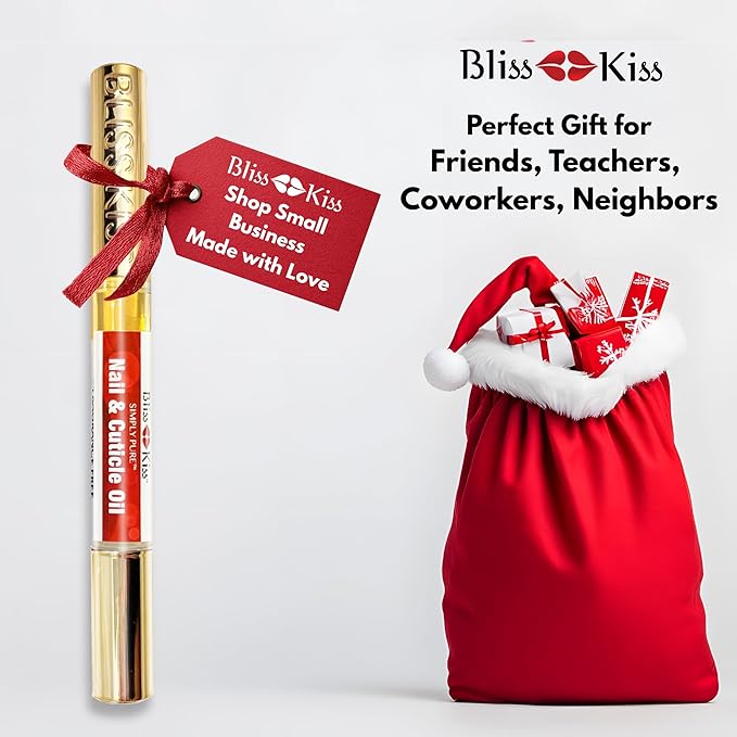 Bliss Kiss Fragrance Free Nail Oil Cuticle Pen with Vitamin E & Jojoba - Nail Strengthener Nail Growth Serum for Brittle Peeling Breaking Thin Nails
