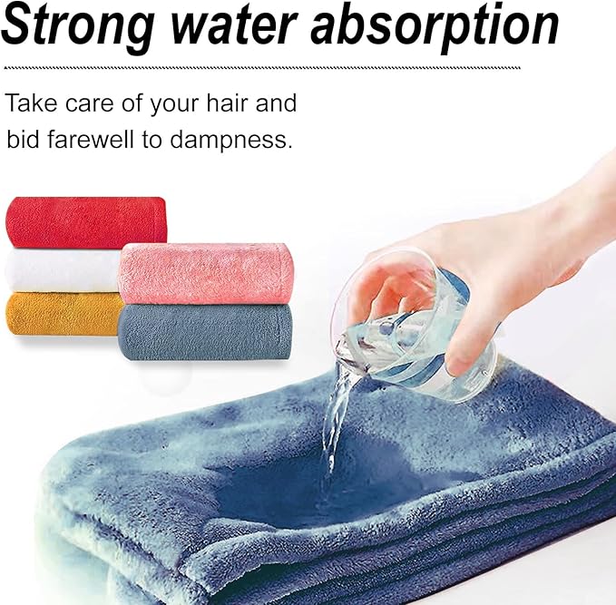 Microfiber Hair Drying Towel Wrap for Women, Hair Turbans Towel for Wet Hair,turbie Twist Hair Towels(The Color of the Picture is for Reference only) (Dark Blue-Double Layer)