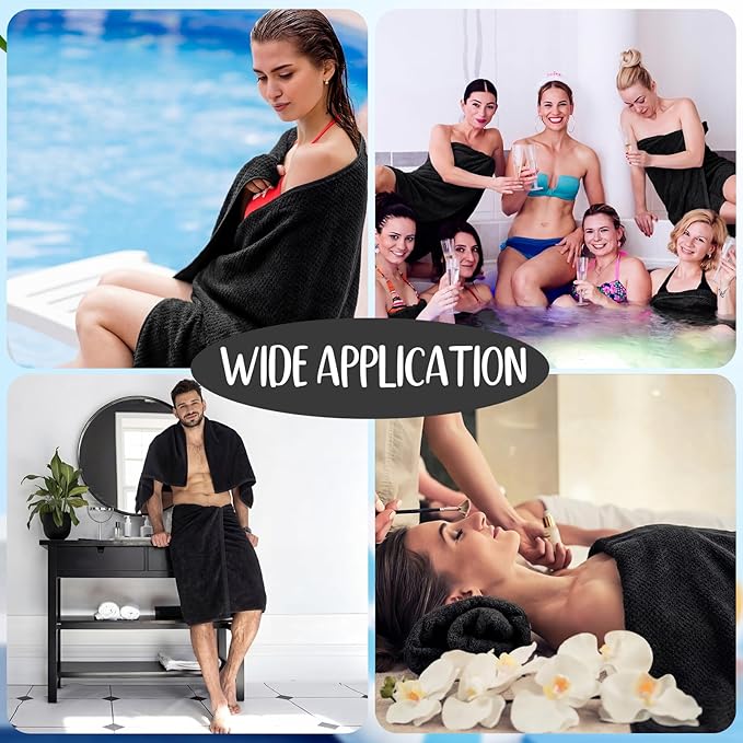 SmoothNovelty 16 Pack Microfiber Bath Towels Bulk 27'' x 60'' Oversized Size Bath Towel Highly Absorbent Extra Large Soft Drying for Beach Shower Summer Salon Sport Gym Party (Lattice,Black)