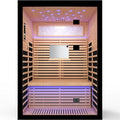OUTEXER 2 Person Infrared Sauna Room Far Infrared Saunas Home Canadian Hemlock Indoor 2100W Low-EMF Dry Saunas with Oxygen Bar 7 Color Therapy 53.1 * 47.2 * 74.8inch