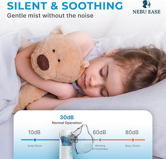 Nebu Ease Portable Facial Steamer & Personal Fine Mist Device – Handheld Rechargeable Mist Unit with Dual Output Levels, Compact Travel Design, Includes Multi-Use Attachments