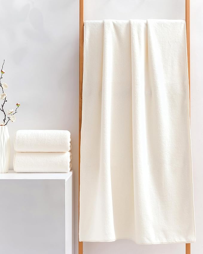 Lumimi Towels 6 Piece Multicolour Soft Microfiber Bath Towel Set Incredibly Absorbent Lightweight Quick Dry and Durable, 55" L x 27" W, 6 Pack White Dark Light Grey