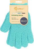 Evridwear Exfoliating Glove Shower Gloves Exfoliate Dead Skin for Dry Sensitive Skin No Irritation with Hanging Loop (Angel Blue Deep Exfoliation)