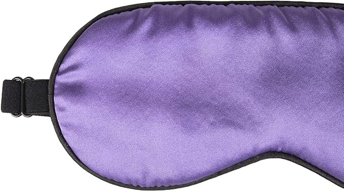 100% Mulberry Silk Sleep Mask Blackout, Cute Natural Sleeping Mask with Adjustable Elastic Strap, Satin Eye Cover for Men Women Adults (Purple)