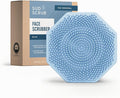Sud Scrub® Antimicrobial Silicone Face Scrubber, 1 Pack, Gentle Face Exfoliator for Sensitive Skin, Eco Friendly Facial Cleansing Brush, Exfoliating Face Brush for Men and Women (Blue)