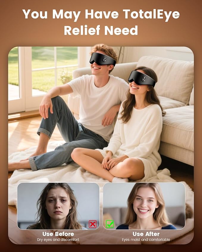 Anydance Heated Eye Mask - Cordless Eye Mask for Dry Eyes, Eye Relief, Improved Sleep, Timed Shutdown, 4 Temperature, Washable Eye Heating Pad for Travel, Removable for Cleaning - Black