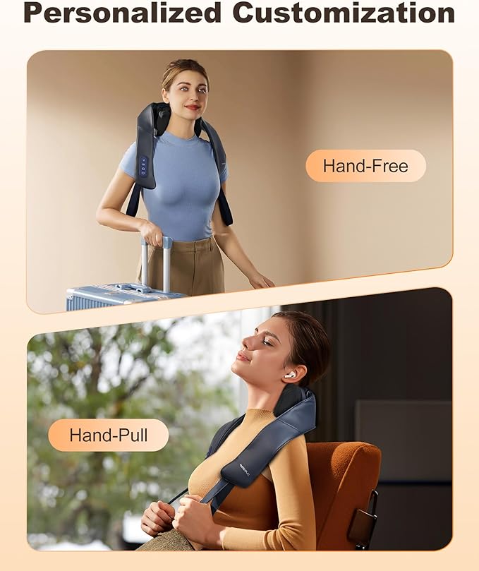 Beleduc Neck and Shoulder Massager with Soothing Heat,FSA Eligible, Cordless Neck Back Massager, Upgrad 4D Shiatsu Deep Kneading Massage for Back Shoulder